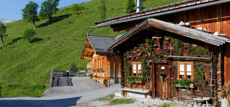 Altmodische Alm mit Gasthof